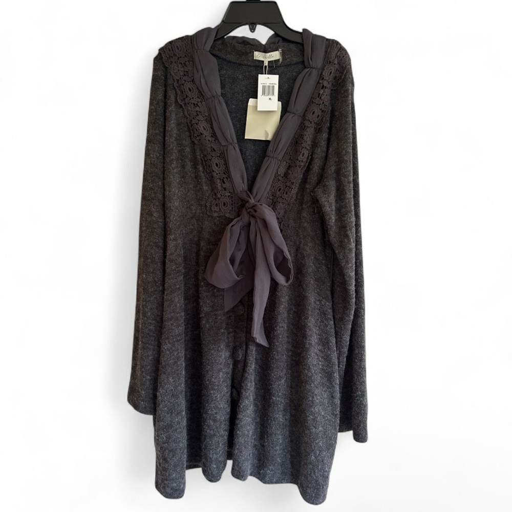 NWT BY STELLA Angora Blend Mixed Media Tunic Sweater Dress Lagenlook Cottage XL